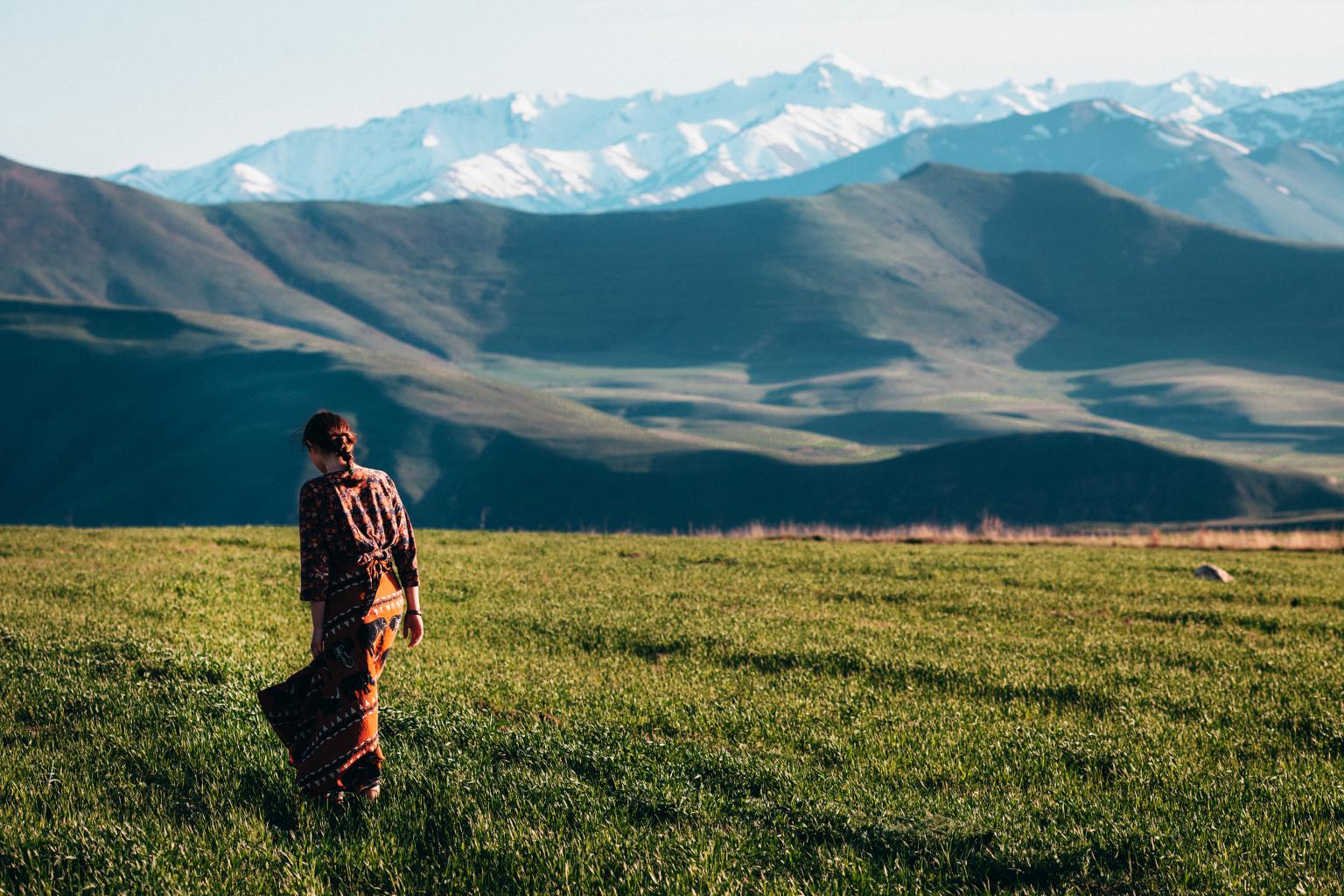 Woman in field, Armenia 